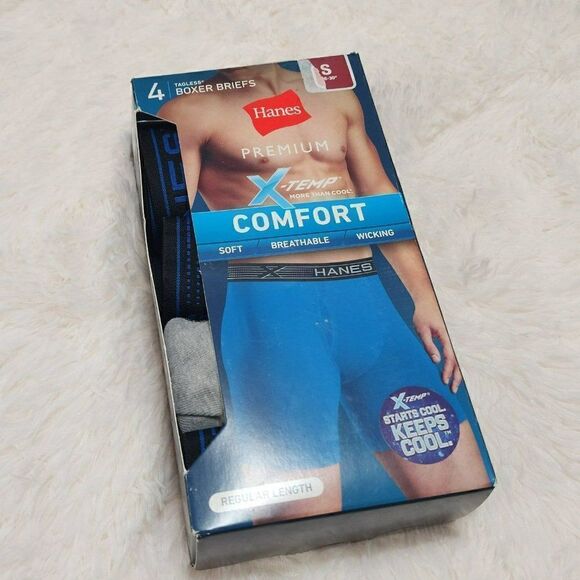 Men's Hanes - S (28-30) - Premium 4 pk X-Temp Comfort Boxer Briefs Reg Length - Picture 1 of 7